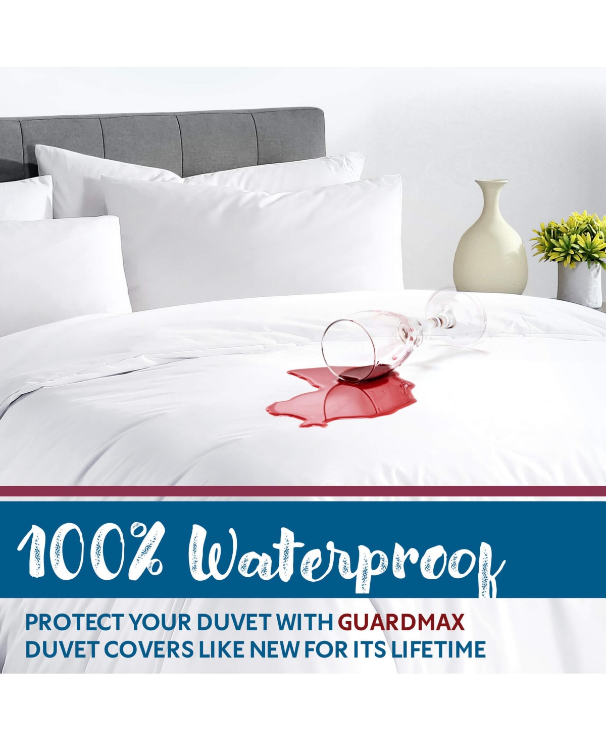Guardmax Waterproof White Zippered Duvet Cover