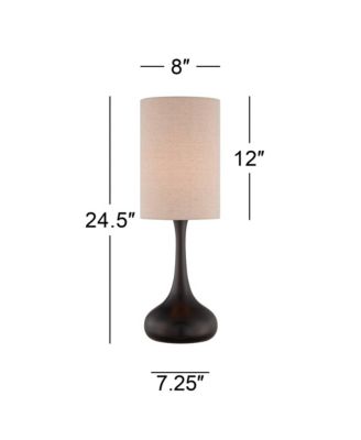 Droplet 24 1/2" High Mid Century Modern Table Lamp Brown Espresso Bronze Finish Metal Tan Cylinder Shade Living Room