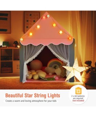 Kids Playhouse Tent with Star Lights and Mat