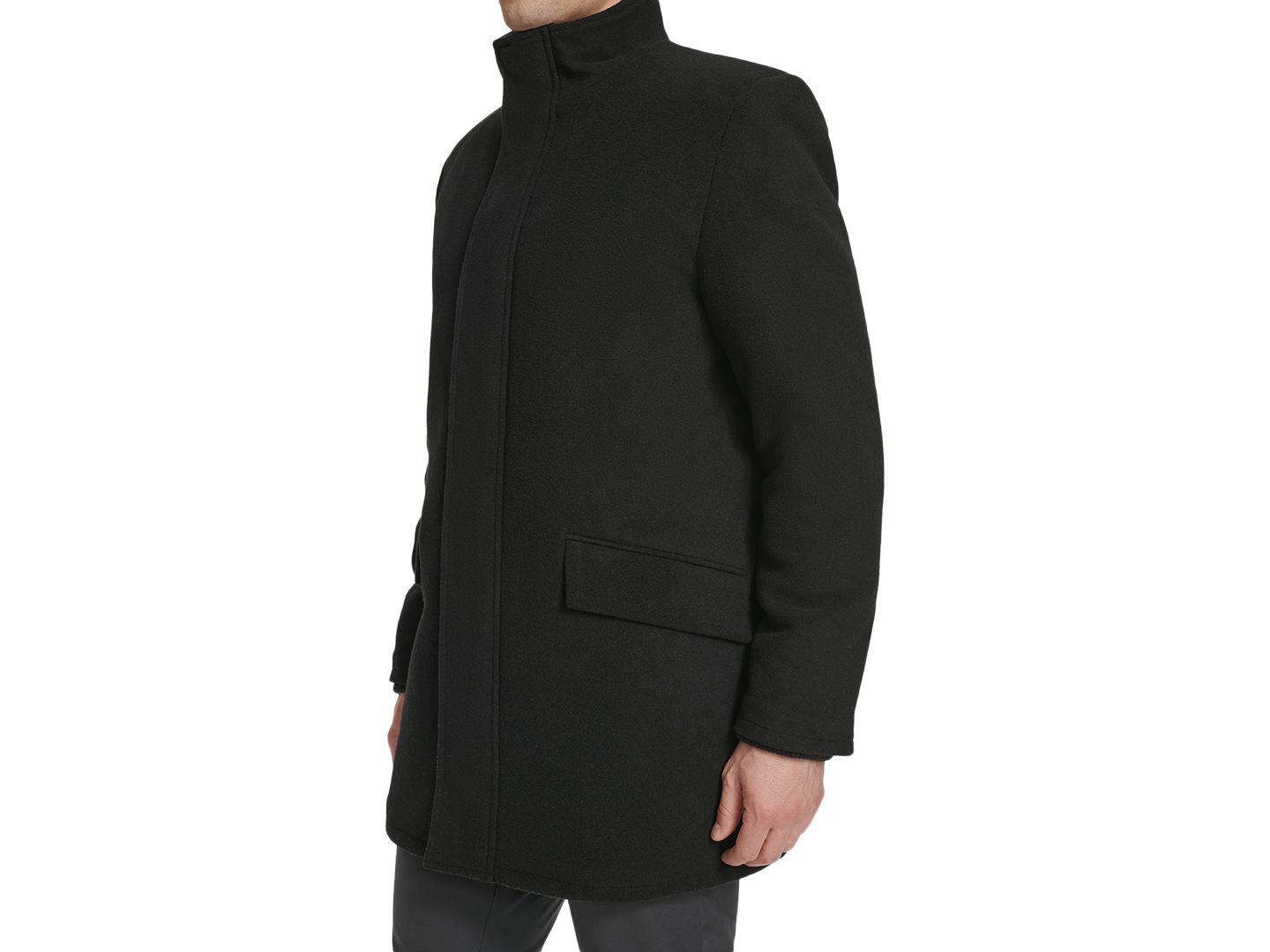Мужское пальто Cole Haan Full-Zip Stand-Collar Car, цвет: Чёрный — фото 3