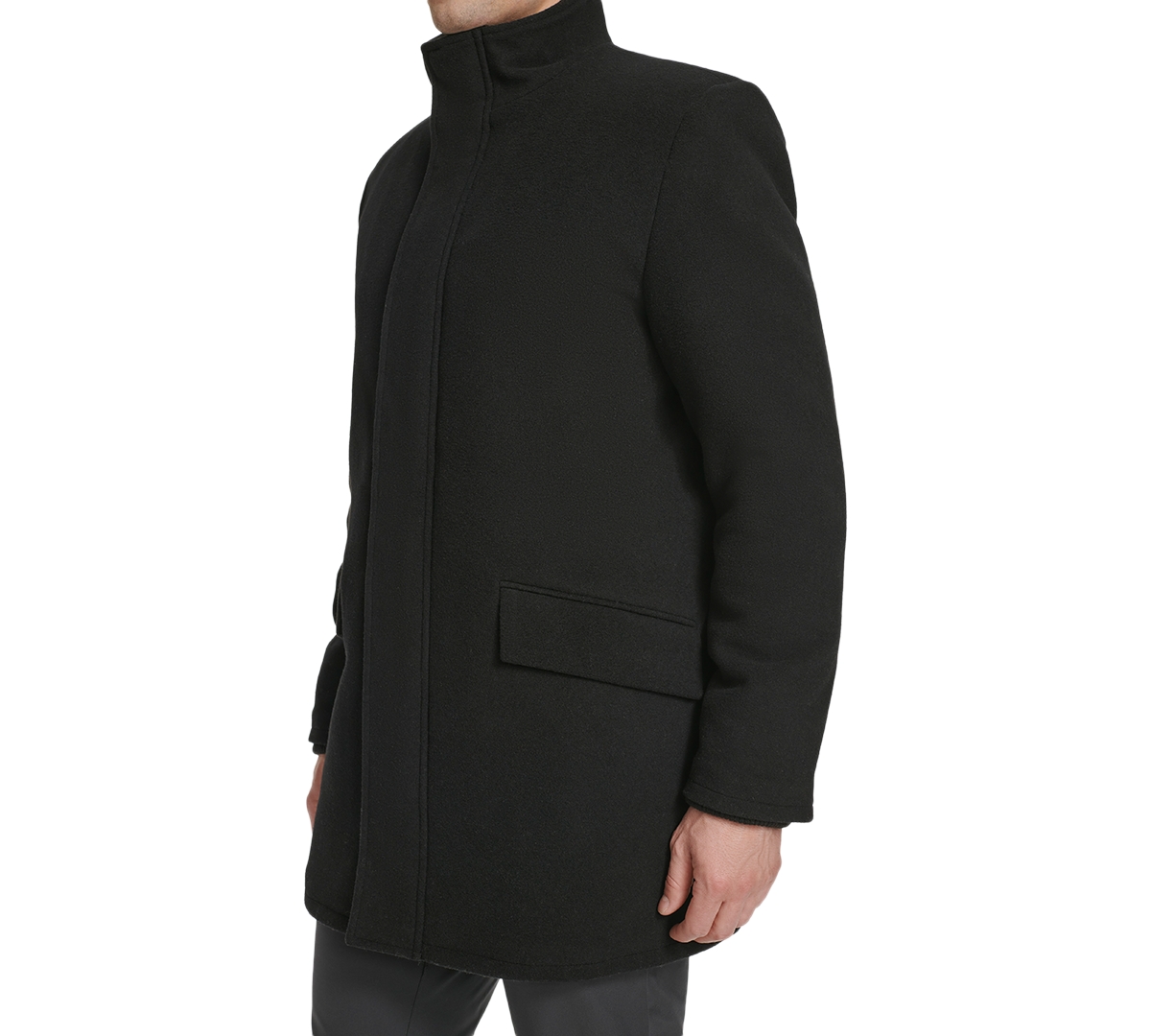Cole Haan Men's Full-zip Stand-collar Car Coat In Black