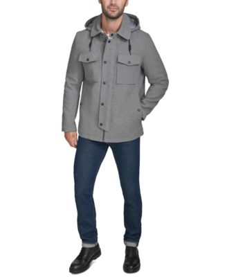 Men's Full-Zip Twill Field Jacket with Removable Hood 