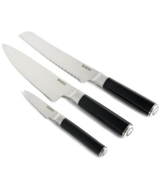German High-Carbon 1.4116 Steel Cutlery, 3-Piece (Chef Knife, Bread Knife, & Pairing Knife) w/Knife Roll