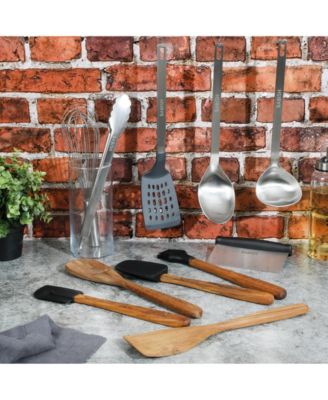 11 Piece Essential Wood, Silicone, and Stainless Steel Tool Set
