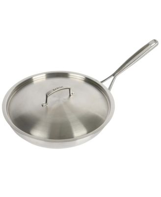 12 Inch Stainless Steel Triply Professional Grade Fry Pan w/ Stainless Lid