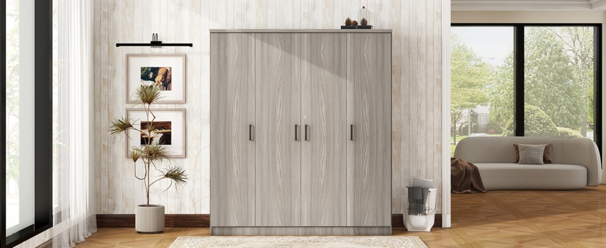 Streamdale Furniture 4-Door Wardrobe with 1 Drawer, Gray