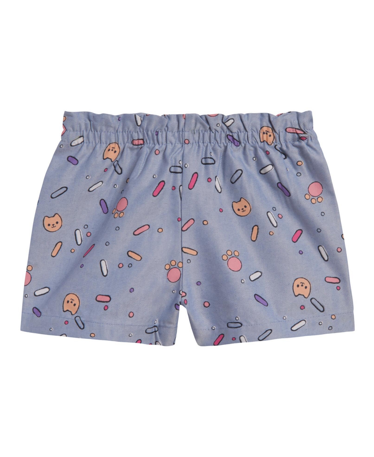 Dreamworks Gabby's Dollhouse Girls Pandy Paws Cakey Cat T-Shirt and Chambray Shorts Outfit Set to -/ blue