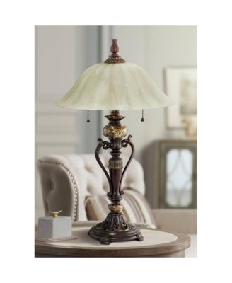 Amor Traditional Table Lamp 26" High Bronze Alabaster Champagne Glass Shade for Bedroom Living Room Bedside Nightstand Office Kids Home