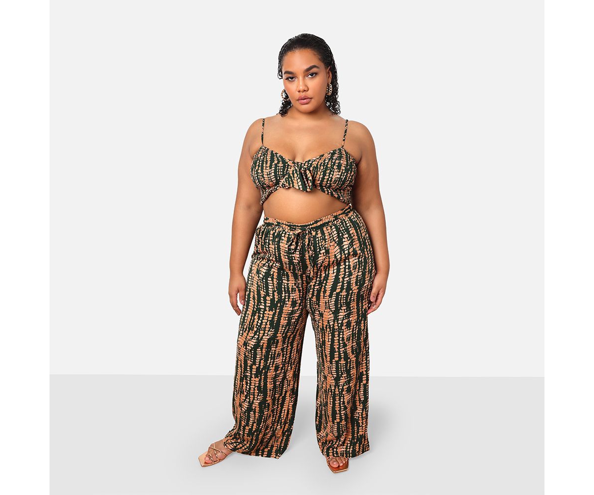 Rebdolls Women's Kadijah Abstract Print Smocked Crop Top