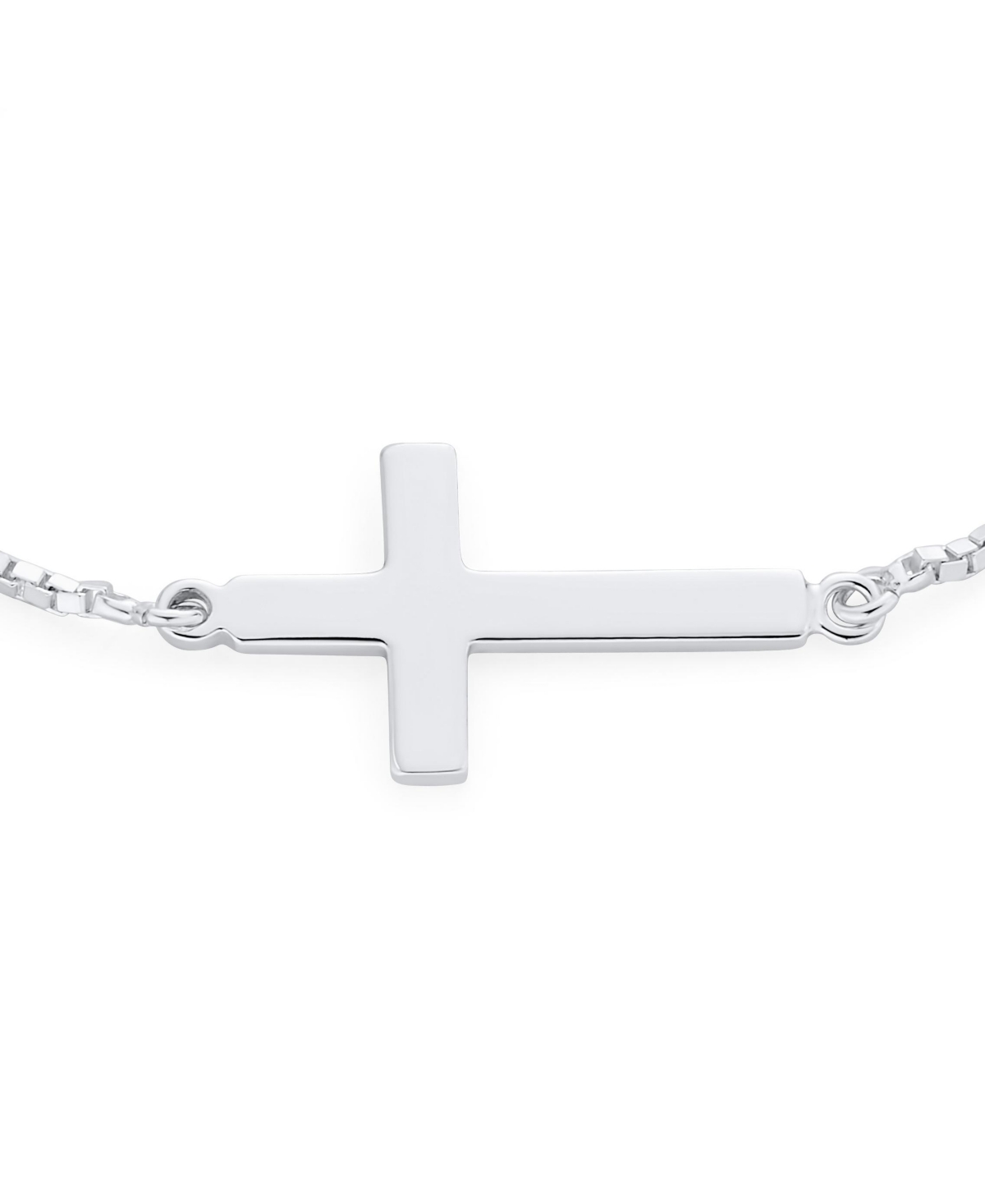 Bling Jewelry Religious Spiritual Horizonal Sideways Cross Slide Bolo Bracelet For Women Gift Sterling Silver Inch Adjustable