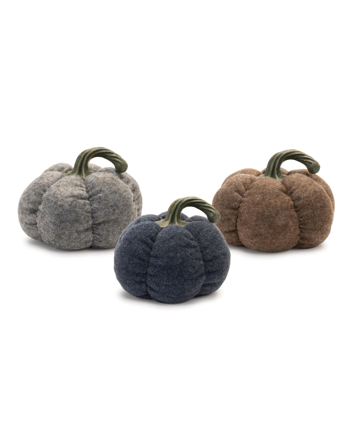 Set of 3 Pumpkins &#x2013; Perfect for Autumn and Halloween Decor - Silver, Brown, Black