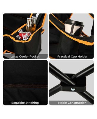 2 PCS Folding Camping Chair with Footrest Adjustable Backrest Padded Cushion