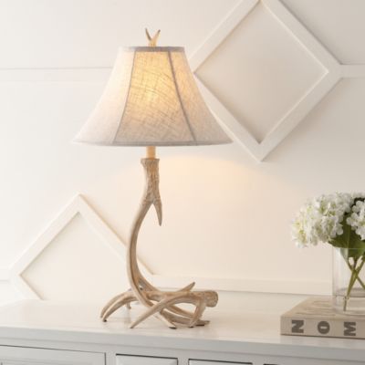 Antler 27.5" Rustic Resin LED Table Lamp, Beige