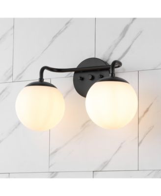 Louis Parisian Globe 15" 2-Light Metal/Frosted Glass Modern Contemporary LED Vanity Light, Black