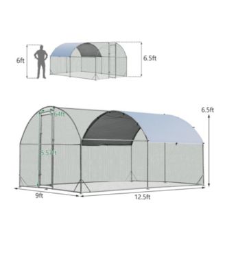6.2 Feet/12.5 Feet/19 Feet Large Metal Coop Outdoor Galvanized Dome Cage with Cover