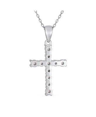 Religious White Synthetic Opal Cross Necklace Pendant Sterling Silver