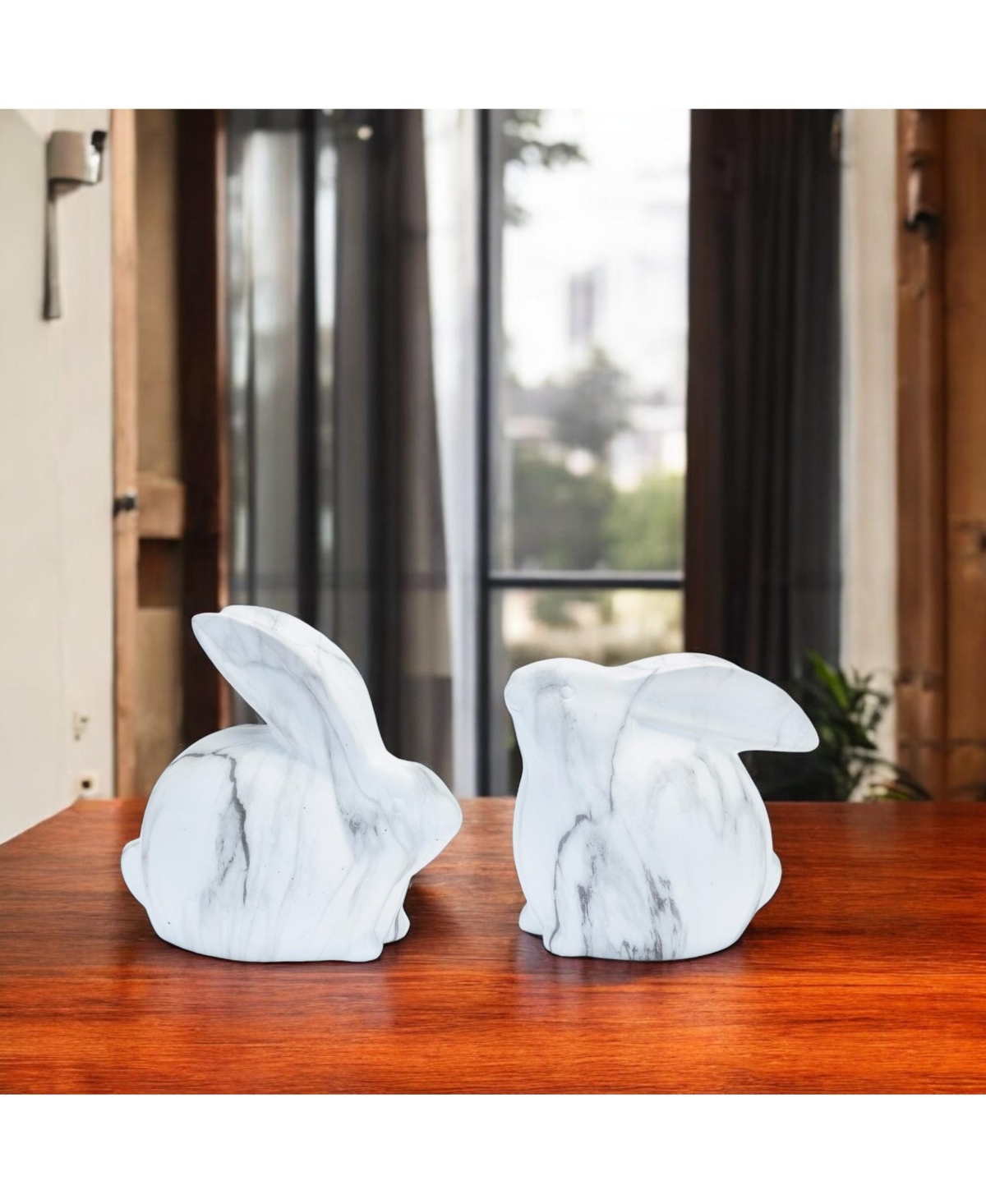 Slickblue Decorative Rabbit Figurine Delightful Home Decor Accent (Set of 2)