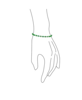 Minimalist Natural Green Jade Seed Bead Bolo Bracelet Adjustable Slide .925 Sterling Silver Rhodium - 6-7 Inch