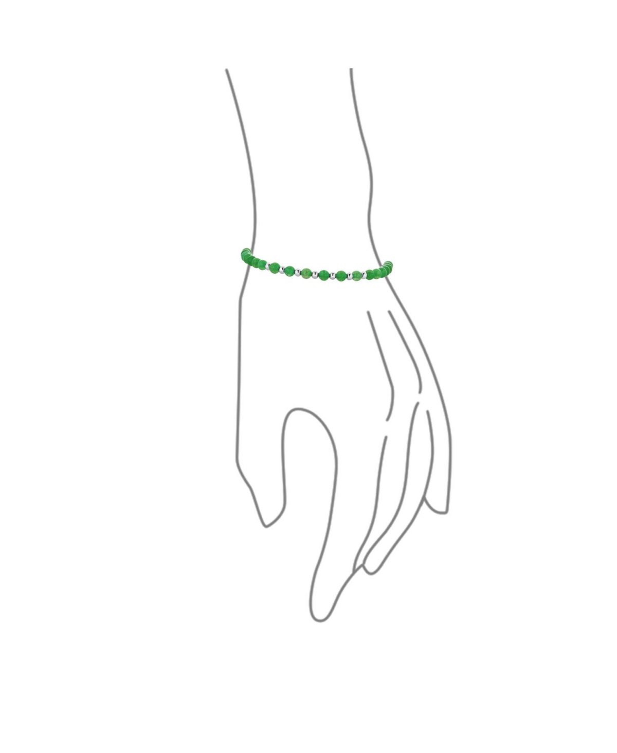 Bling Jewelry Minimalist Natural Green Jade Seed Bead Bolo Bracelet For Women Adjustable Slide .925 Sterling Silver Rhodium - Inch