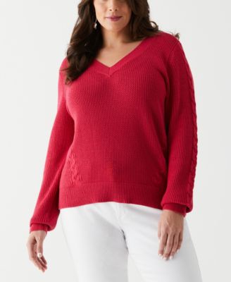 ELLA Rafaella Plus Size Plaid Relaxed Long Sleeve Sweater Blazer - Macy's