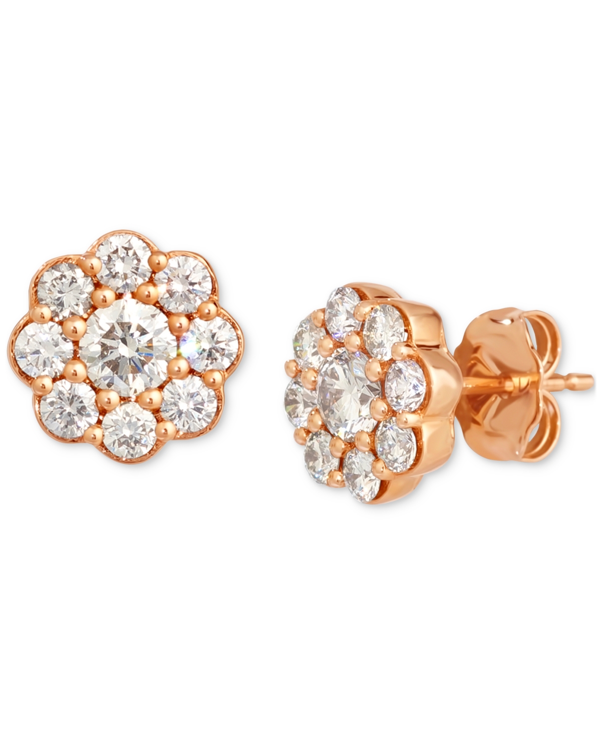 Nude Diamond Flower Stud Earrings (1 ct. t.w.) in 14k Rose Gold - Yellow Gold