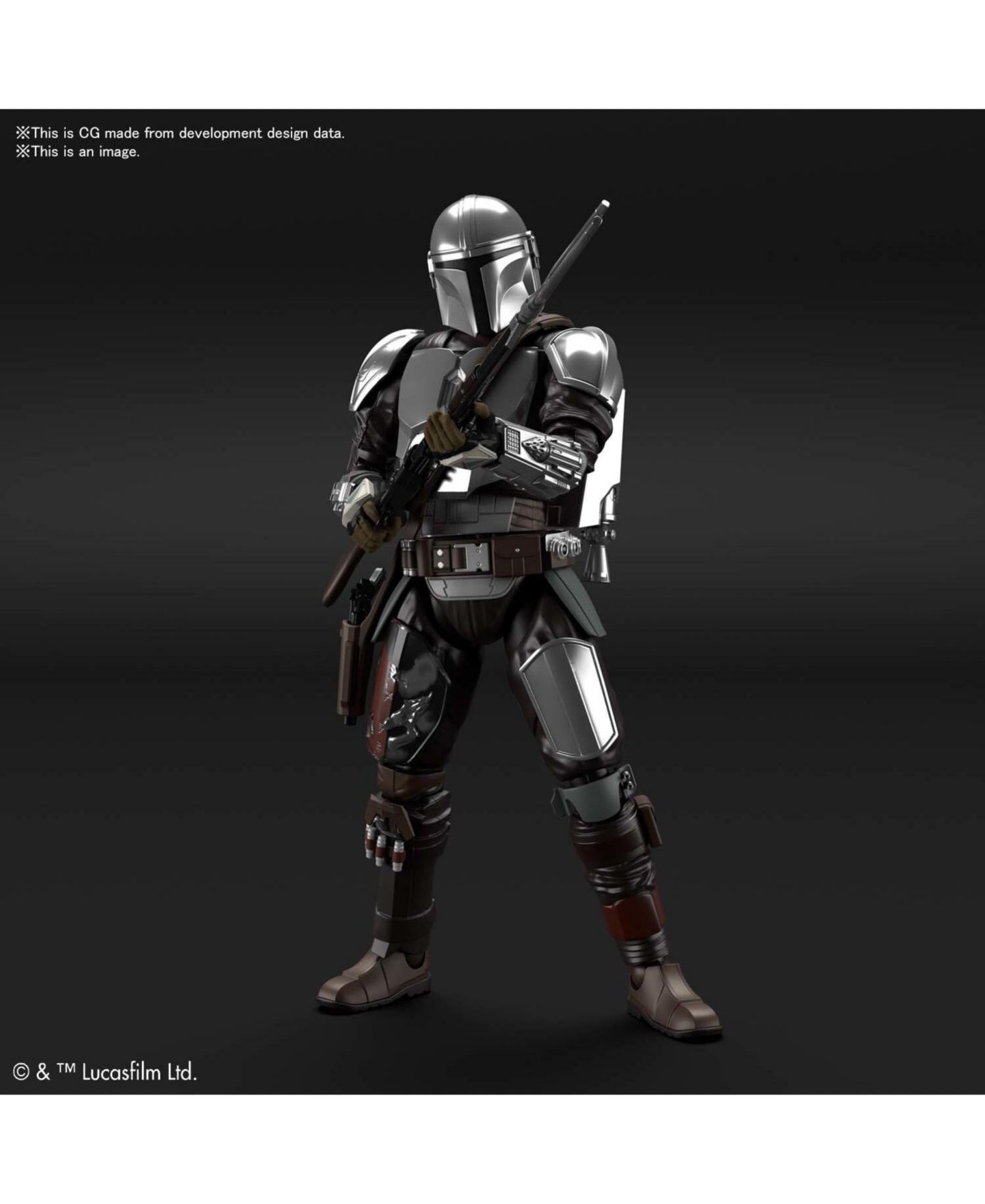 Фигурки Bandai Hobby - Star Wars - 1/12 The Mandalorian (Beskar Armor) Silver Coating Version Model Kit — фото 2