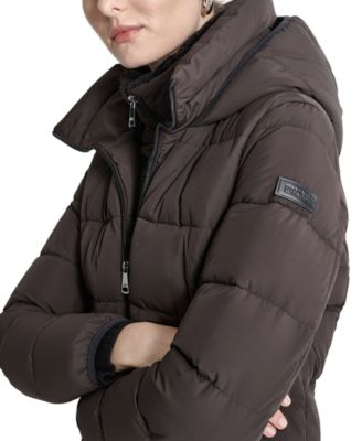 Women's Bibbed Hooded Zip-Front Puffer Coat