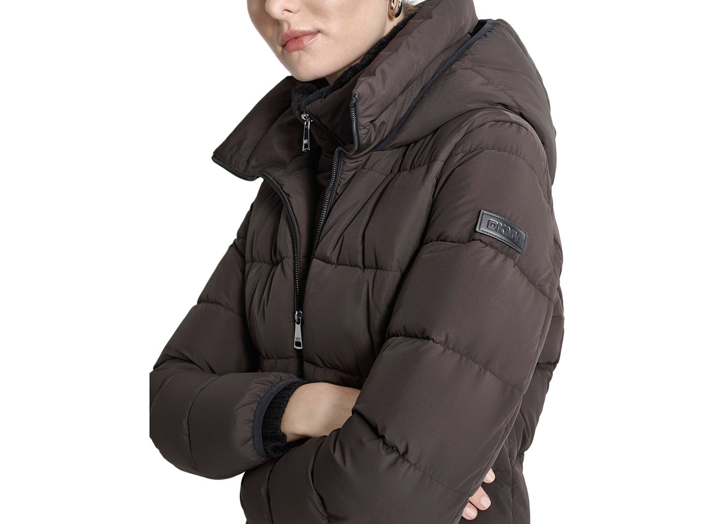 Women's Bibbed Hooded Zip-Front Puffer Coat