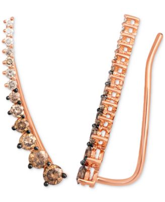 Chocolate Ombr&eacute; Diamond Ear Climbers (7/8 ct. t.w.) in 14k Rose Gold