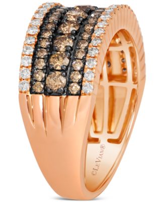 Chocolate Diamond & Nude Diamond Multirow Statement Ring (1-1/5 ct. t.w.) in 14k Rose Gold