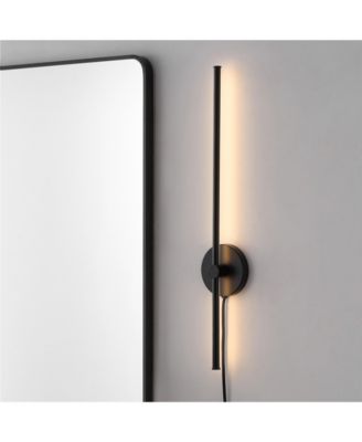 Anton 27.25" 1-Light Modern Minimalist Iron Adjustable Bar Integrated LED Plug-In Sconce