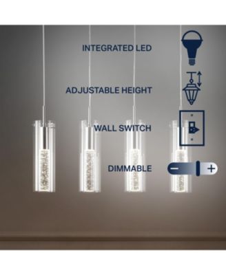 Mium 29.5" 4-Light Modern Style Iron/Crystal/Glass Integrated LED Linear Pendant, Chrome