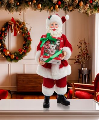 10.5-Inch Fabrich&eacute; Santa with Box of Donuts