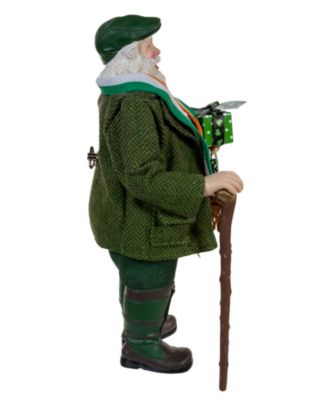 10.5-Inch Fabrich&eacute; Musical Irish Santa with Wreath