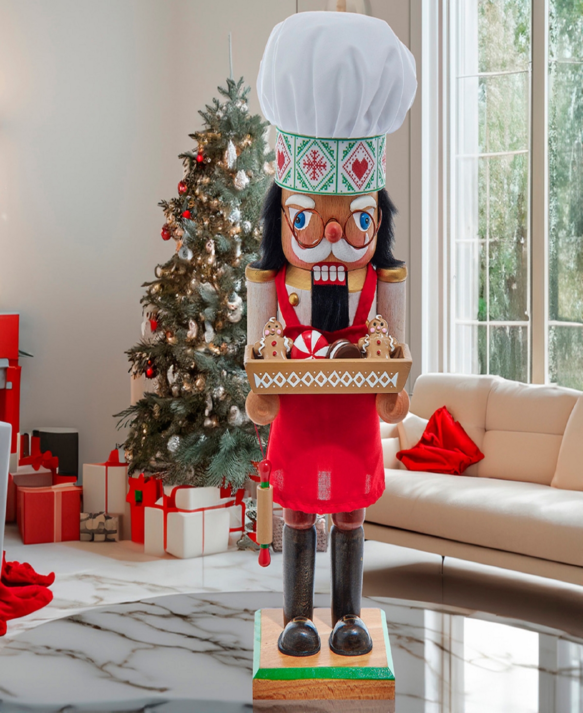 Kurt Adler 15-inch Wooden Chef Nutcracker In Red