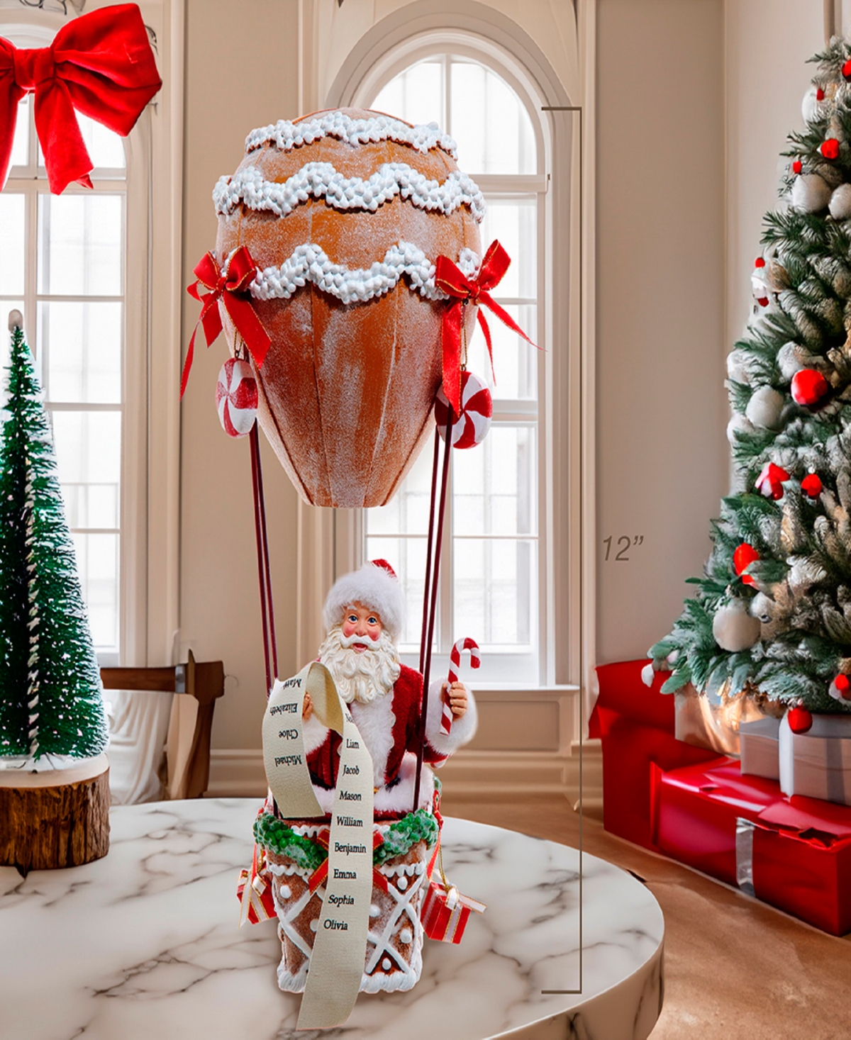 Kurt Adler 12-inch Fabriche Hot Air Balloon Santa In Brown