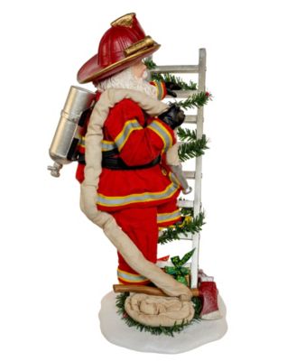 11.5-Inch Fabrich&eacute; Fireman Santa On Ladder
