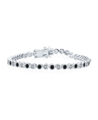 Formal Holiday Party 10ct Black White Alternating Cubic Zirconia Bubble Circle Bezel Solitaire Cz Tennis Bracelet Sterling Silver 7 Inch