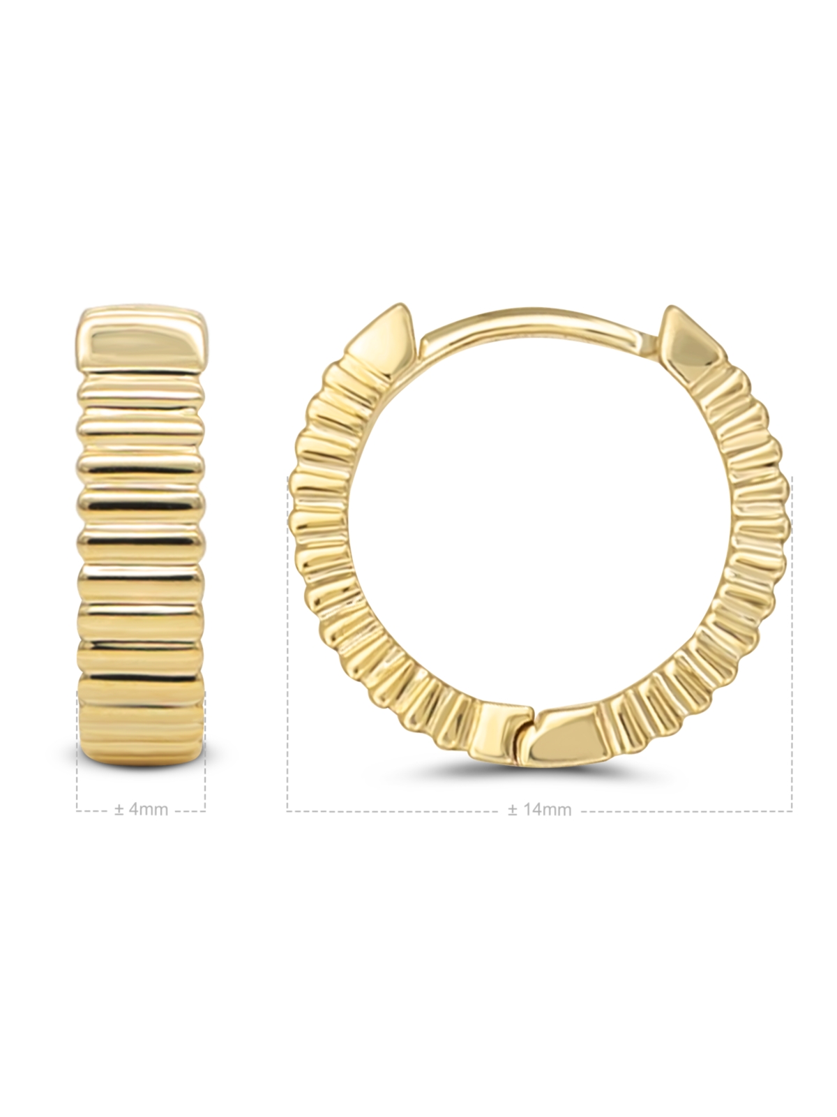 Devata 14K Gold Ribbed Hoop Earrings
