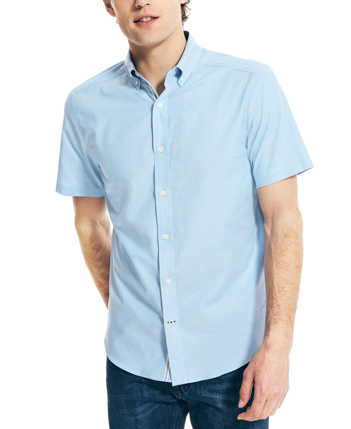 Nautica Men's Oxford Short-sleeve Shirt In Light French Blue