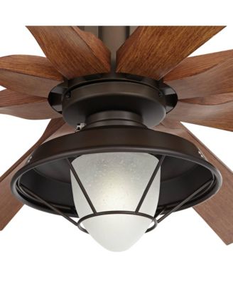 60" Defender Industrial Indoor Outdoor Ceiling Fan with LED Light Remote Oil Rubbed Bronze Koa Damp Rated for Patio Exterior Home