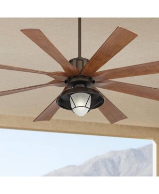 60" Defender Industrial Indoor Outdoor Ceiling Fan with LED Light Remote Oil Rubbed Bronze Koa Damp Rated for Patio Exterior Home