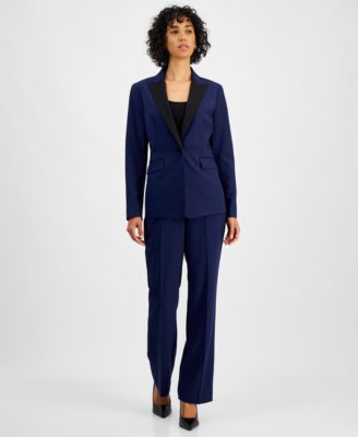 Le Suit - Women's Contrast-Lapel Pantsuit, Regular & Petite