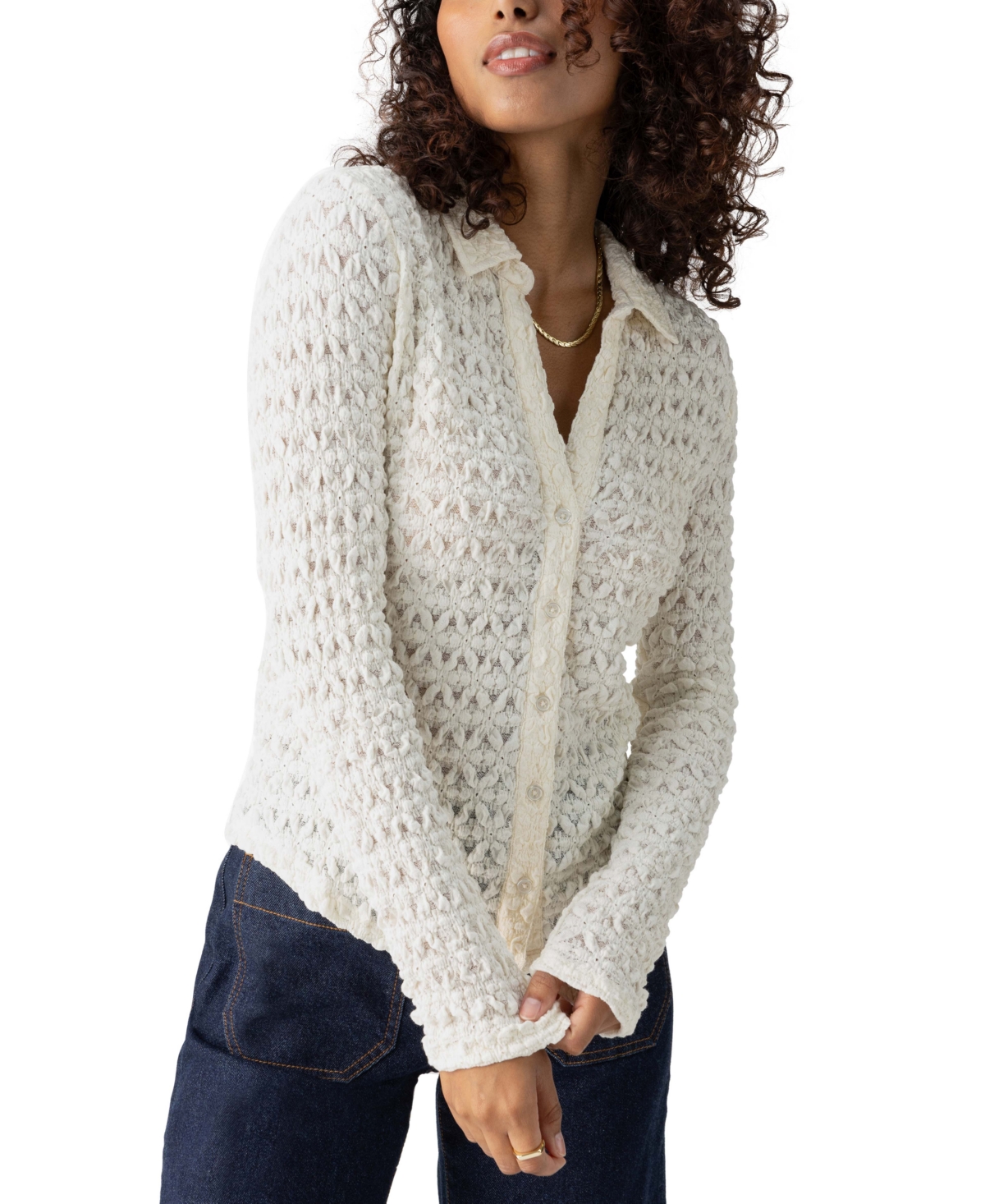 Sanctuary Women's Dreamgirl Lace Button-Up Shirt