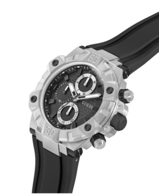 Men's Multi-Function Black Silicone Watch 46mm