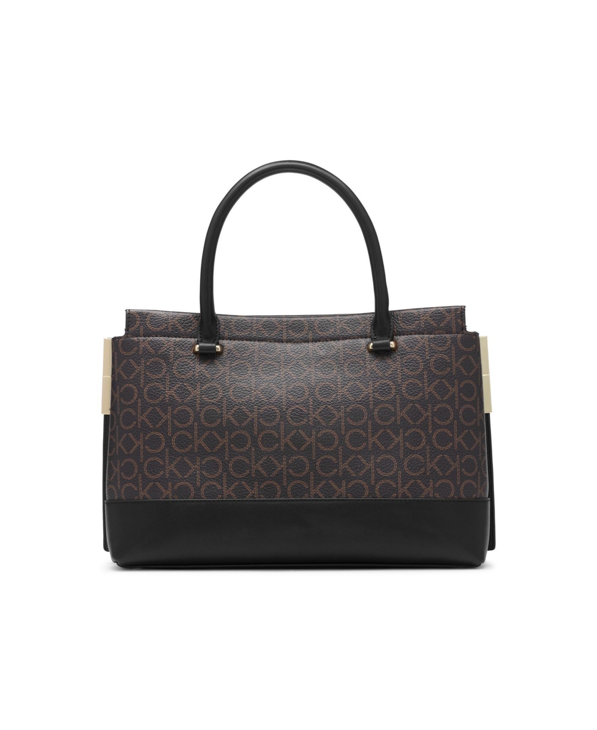 Calvin Klein Bianca Signature Triple Compartment Convertible Satchel In Brown Khaki,black