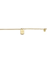 Rachel Glauber Sterling Silver 14k Yellow Gold PLated Anklet with Golden Pearl and Square Charm - Gold