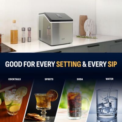 Countertop Clear Ice Maker 40 lbs Daily Output with BPA-Free Easy-Clean Parts for Cocktails and More