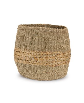 Woven Seagrass Basket With Wicker Accent (Set of 2)