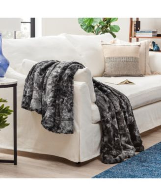 Premium Wolf Faux Fur & Sherpa Minky Reversible Blanket, Throw